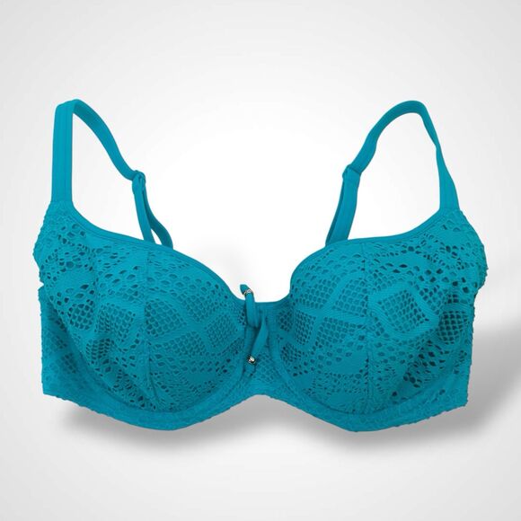 Freya Swimwear Bikini Top Size 34DDD Turquoise Teal Swim Bra Clip Fastening - Picture 1 of 7